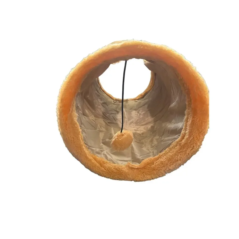 Small animal cat collapsable tunnel with toy hanging ball